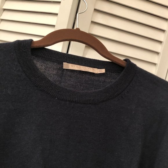 Stile Di Vita Italian Merino crew neck men navy sweater, XXL - Picture 9 of 9